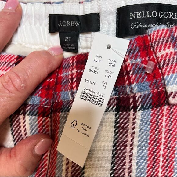 NWT J.Crew Tapered-leg wool pant in vintage plaid size 2 tall - Picture 3 of 8